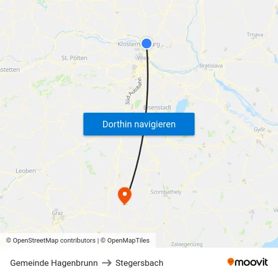 Gemeinde Hagenbrunn to Stegersbach map