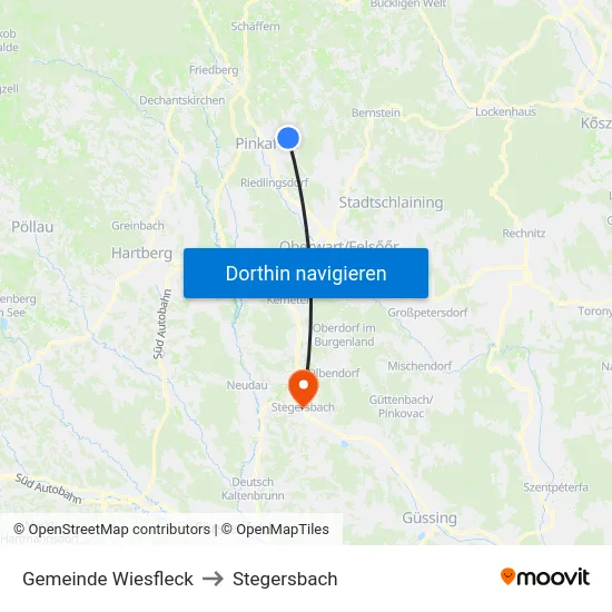 Gemeinde Wiesfleck to Stegersbach map
