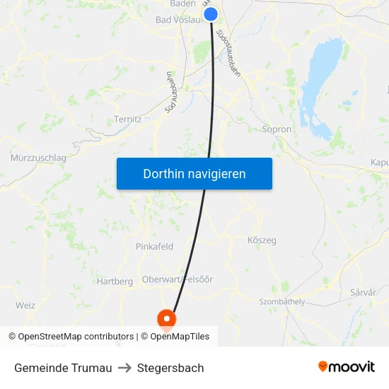 Gemeinde Trumau to Stegersbach map