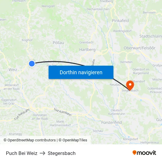 Puch Bei Weiz to Stegersbach map