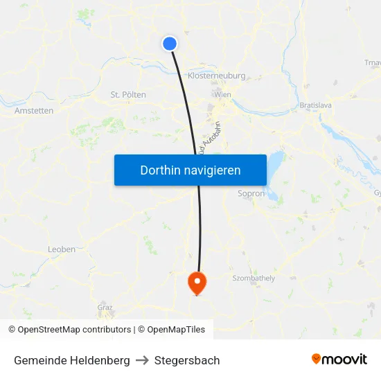 Gemeinde Heldenberg to Stegersbach map