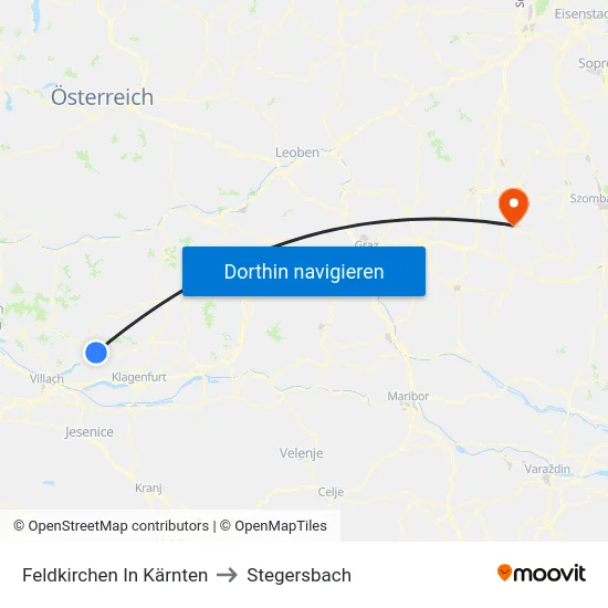 Feldkirchen In Kärnten to Stegersbach map