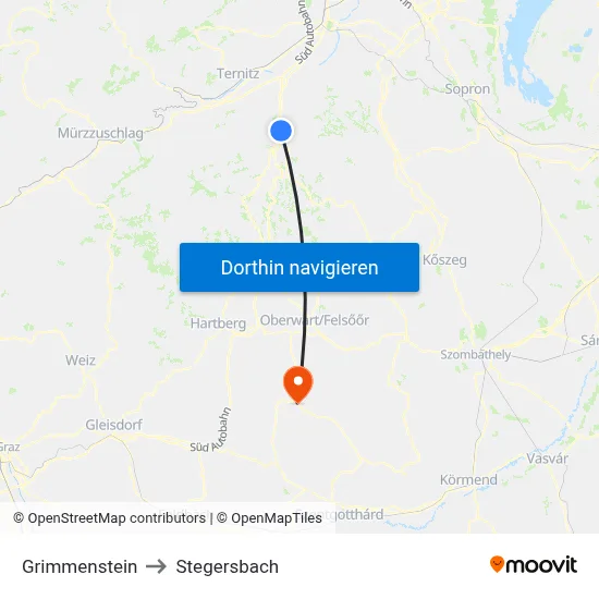 Grimmenstein to Stegersbach map