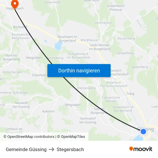 Gemeinde Güssing to Stegersbach map