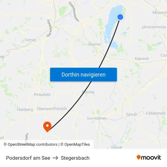 Podersdorf am See to Stegersbach map