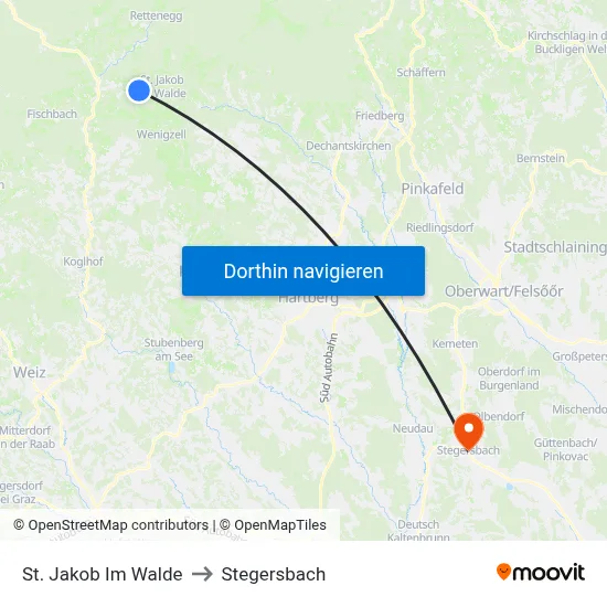 St. Jakob Im Walde to Stegersbach map