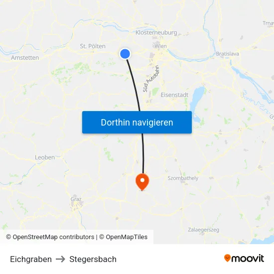 Eichgraben to Stegersbach map