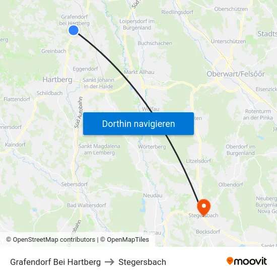 Grafendorf Bei Hartberg to Stegersbach map
