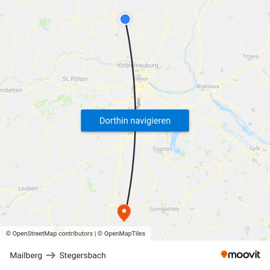 Mailberg to Stegersbach map