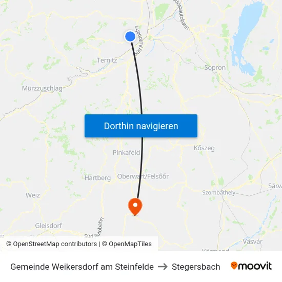 Gemeinde Weikersdorf am Steinfelde to Stegersbach map
