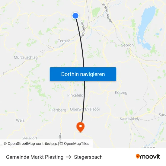 Gemeinde Markt Piesting to Stegersbach map