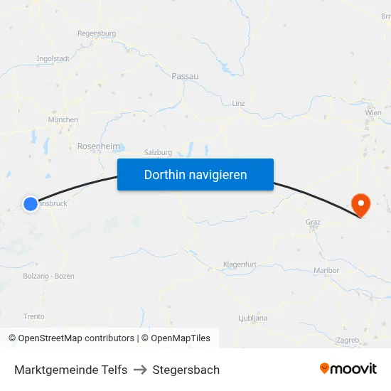 Marktgemeinde Telfs to Stegersbach map