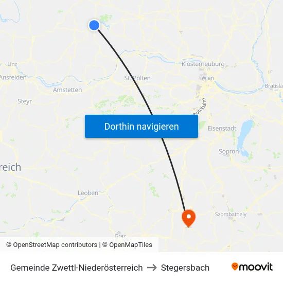 Gemeinde Zwettl-Niederösterreich to Stegersbach map