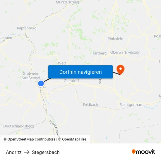 Andritz to Stegersbach map