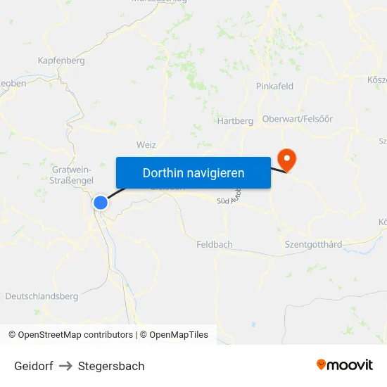 Geidorf to Stegersbach map