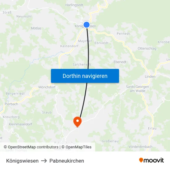 Königswiesen to Pabneukirchen map