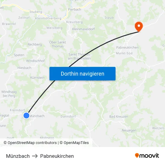 Münzbach to Pabneukirchen map