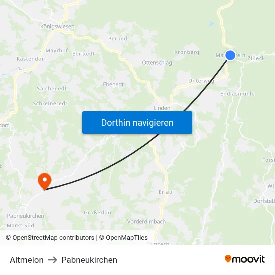 Altmelon to Pabneukirchen map