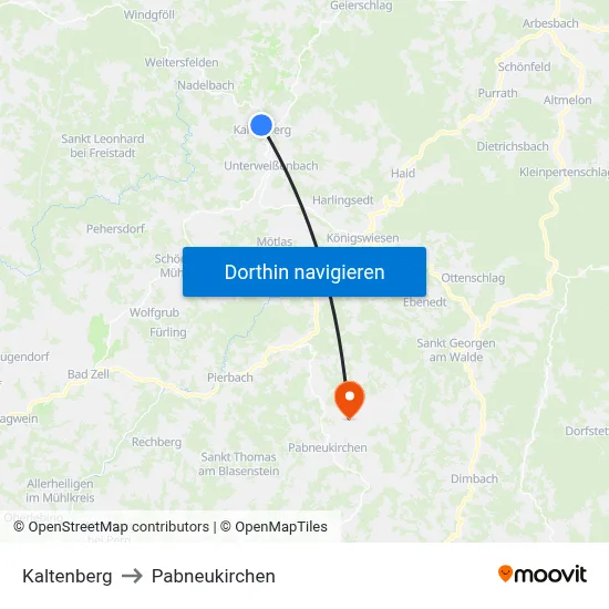 Kaltenberg to Pabneukirchen map