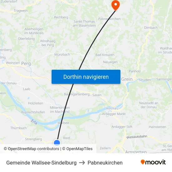 Gemeinde Wallsee-Sindelburg to Pabneukirchen map