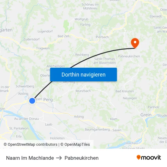 Naarn Im Machlande to Pabneukirchen map