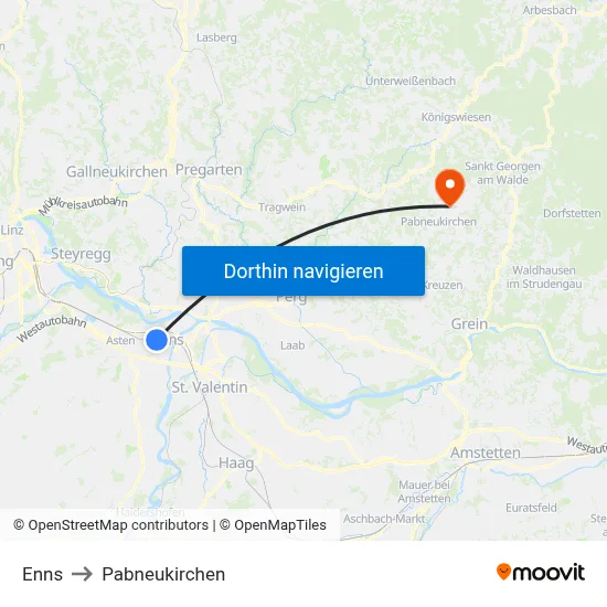 Enns to Pabneukirchen map