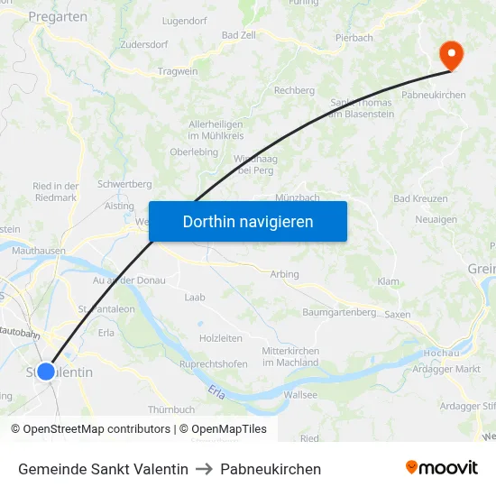 Gemeinde Sankt Valentin to Pabneukirchen map