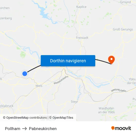 Pollham to Pabneukirchen map