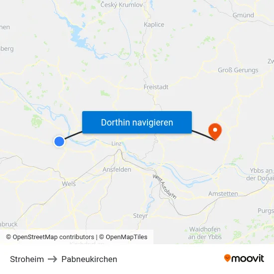 Stroheim to Pabneukirchen map