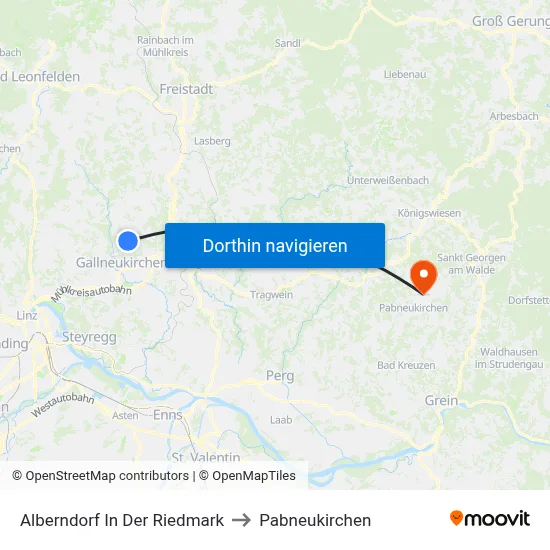 Alberndorf In Der Riedmark to Pabneukirchen map