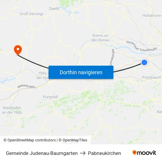Gemeinde Judenau-Baumgarten to Pabneukirchen map