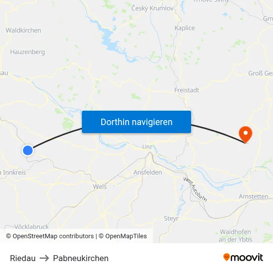 Riedau to Pabneukirchen map