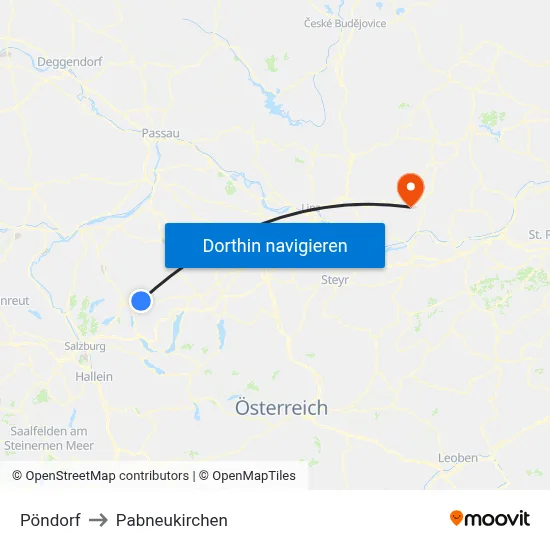 Pöndorf to Pabneukirchen map