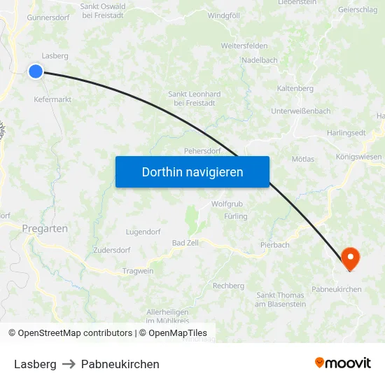 Lasberg to Pabneukirchen map