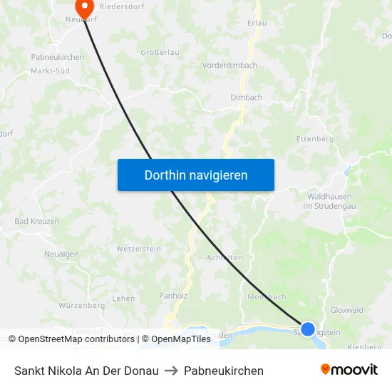 Sankt Nikola An Der Donau to Pabneukirchen map