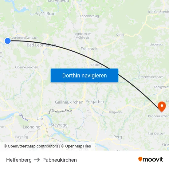 Helfenberg to Pabneukirchen map
