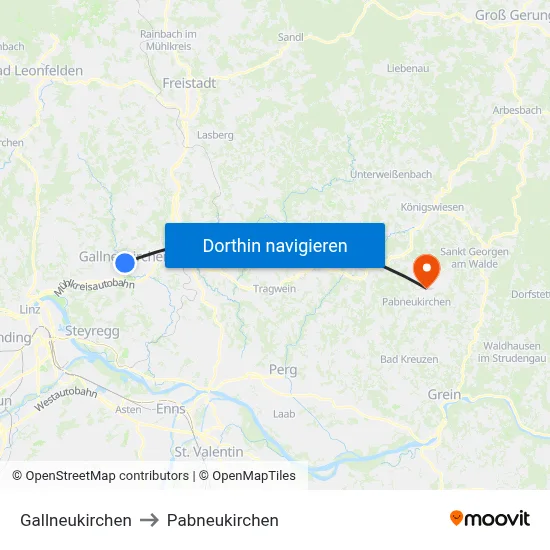 Gallneukirchen to Pabneukirchen map