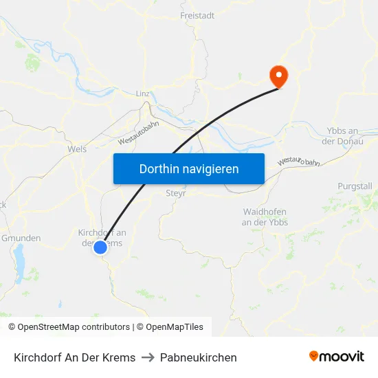 Kirchdorf An Der Krems to Pabneukirchen map