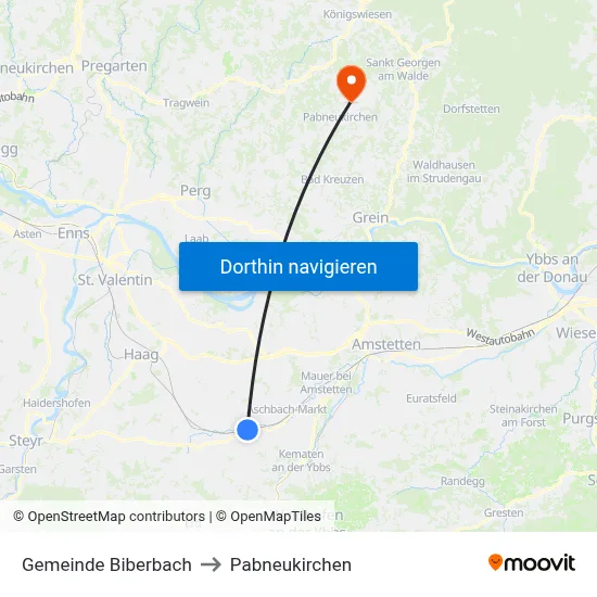 Gemeinde Biberbach to Pabneukirchen map