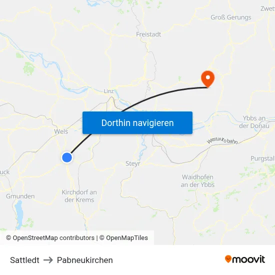 Sattledt to Pabneukirchen map