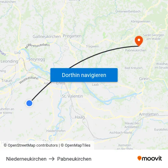 Niederneukirchen to Pabneukirchen map