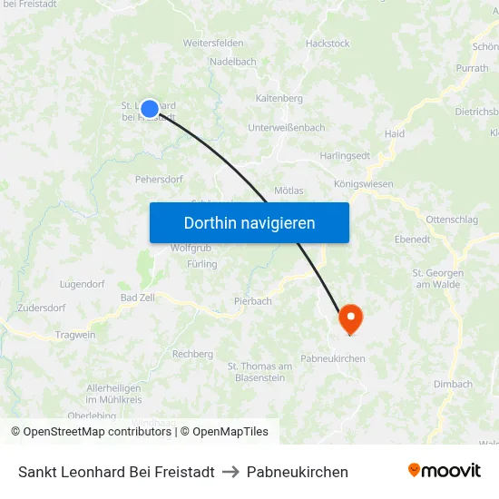 Sankt Leonhard Bei Freistadt to Pabneukirchen map