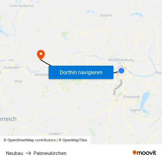 Neubau to Pabneukirchen map