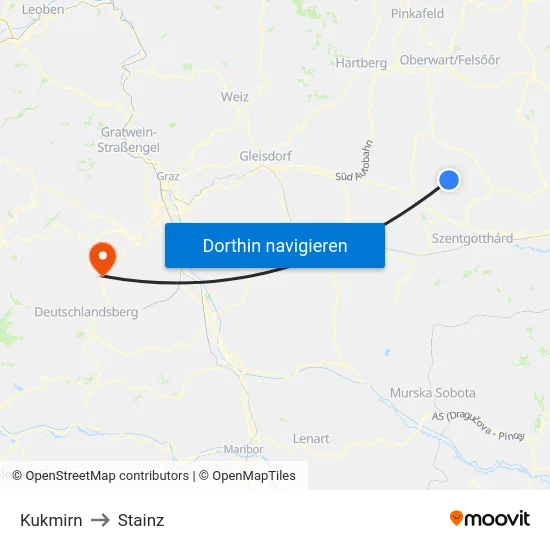 Kukmirn to Stainz map