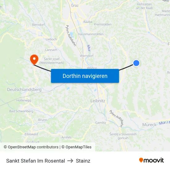 Sankt Stefan Im Rosental to Stainz map