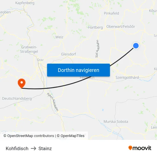 Kohfidisch to Stainz map