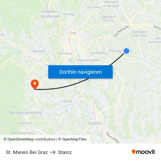 St. Marein Bei Graz to Stainz map