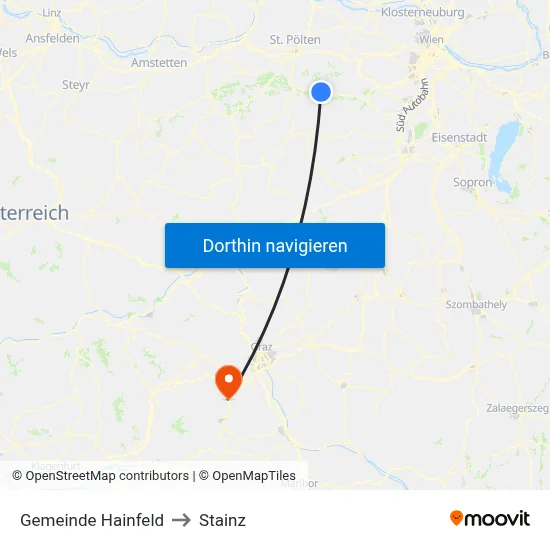 Gemeinde Hainfeld to Stainz map