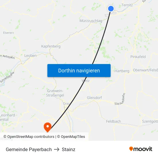 Gemeinde Payerbach to Stainz map