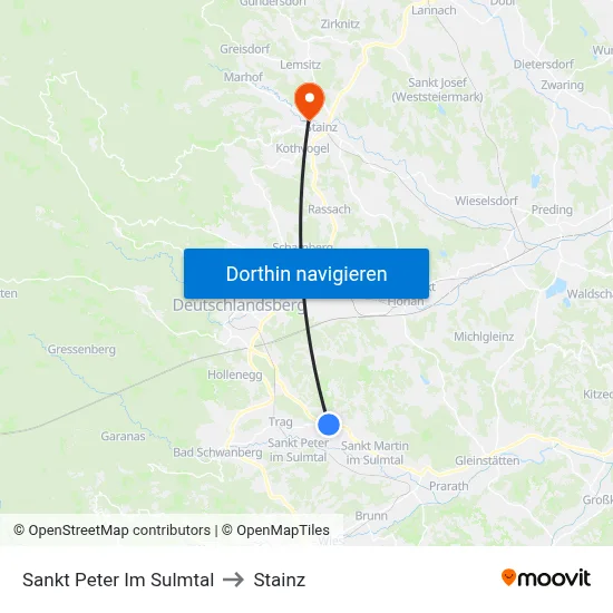 Sankt Peter Im Sulmtal to Stainz map